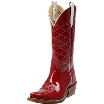 Red patent leather store cowboy boots