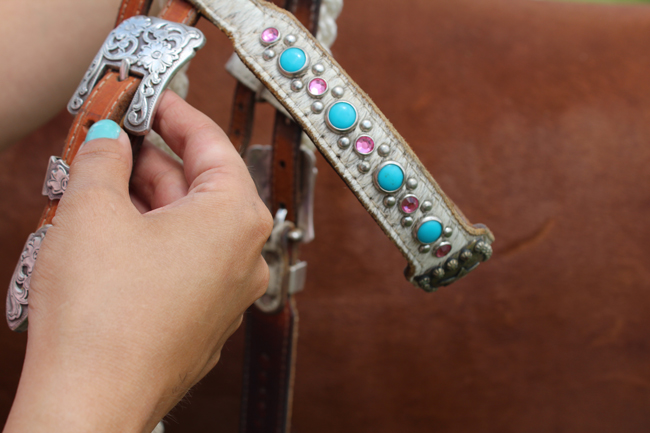 turquoise and pink headstall