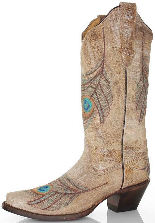 Corral cowboy boots with peacock embroidery