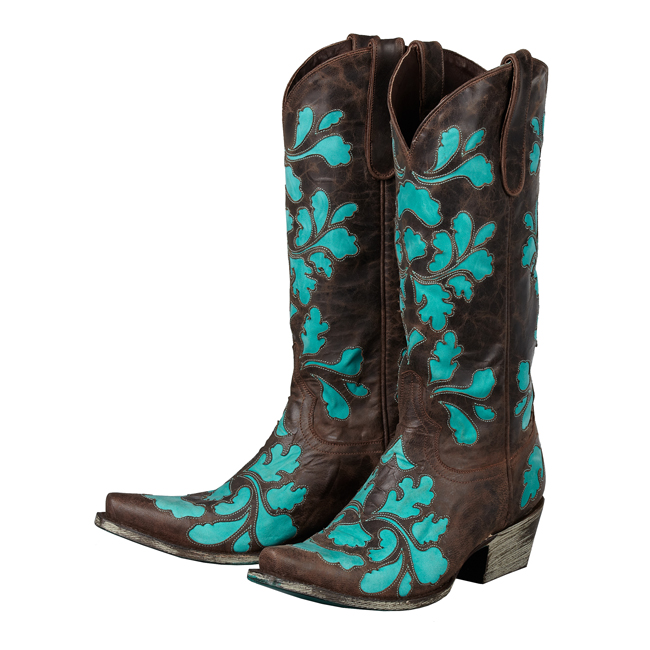 Lane Boots in turquoise & brown