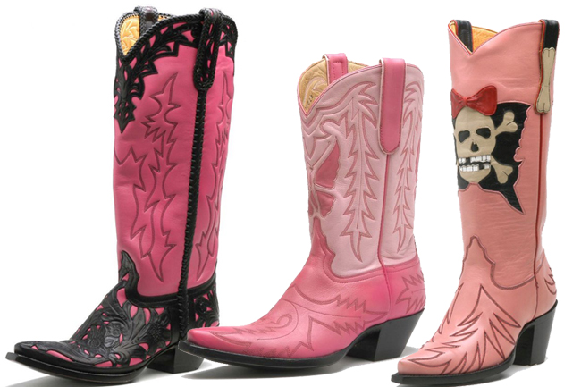 3 Pairs of Pink Cowboy Boots