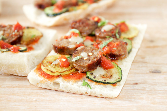 Spicy Sausage and Summer Squash on Flatbread