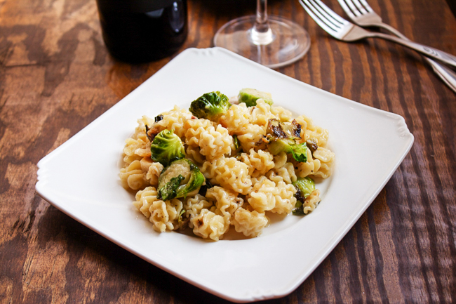 Creamy White Mac & Cheese with Brussels Sprouts