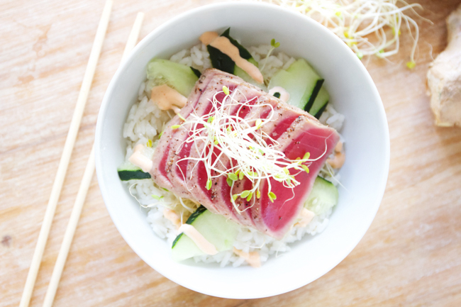 Ahi tuna rice bowls are healthy and delicious
