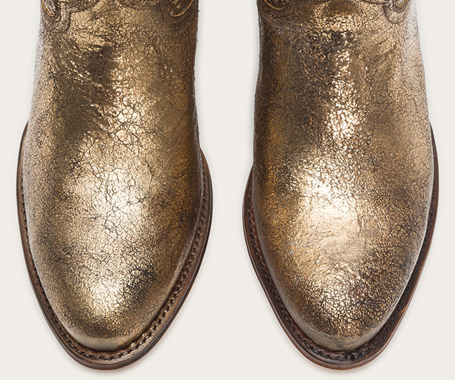 gold frye boots