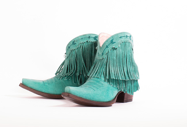 Junk Gypsy Spitfire boots in turquoise with fringe