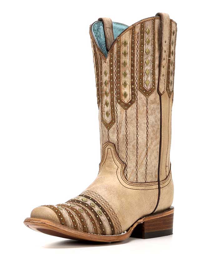Corral square toe tan cowboy boots