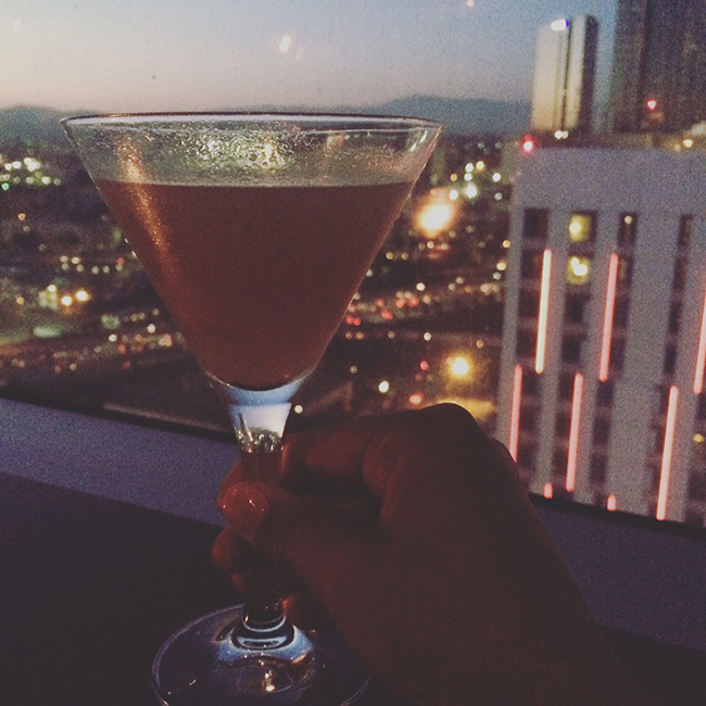 Sipping on a pear martini overlooking the city