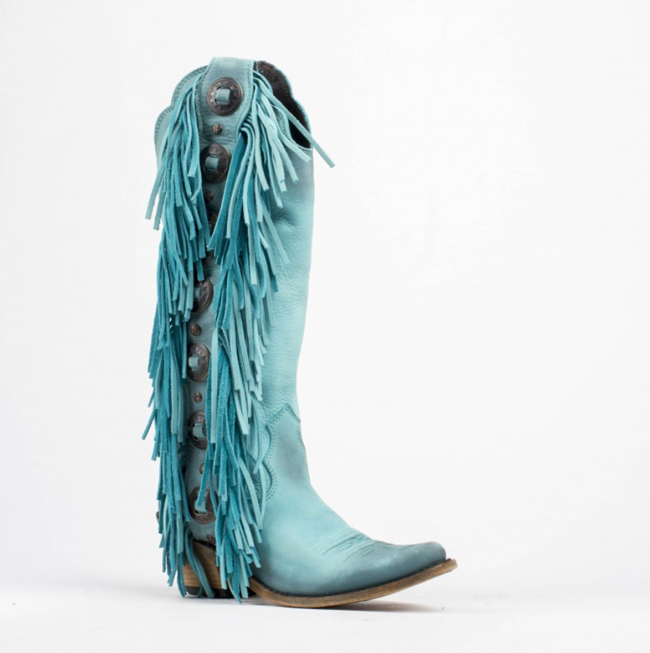 Fringe Liberty Black turquoise cowboy boots