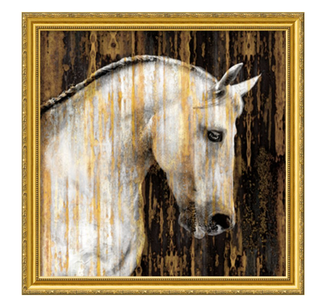 horse art with gold frame
