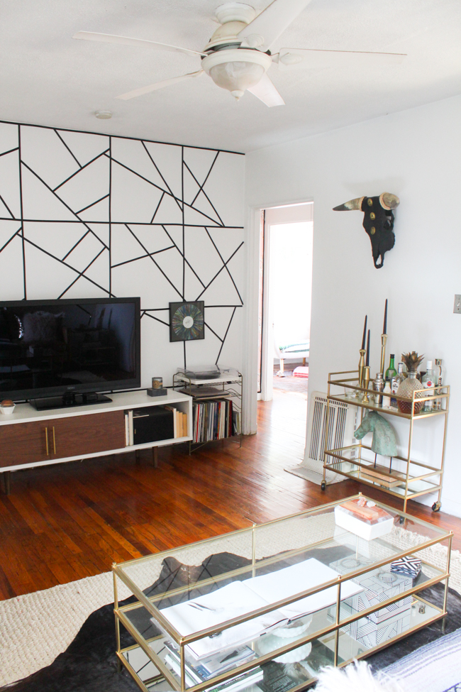 Take a tour of a modern and glamorous small space living room