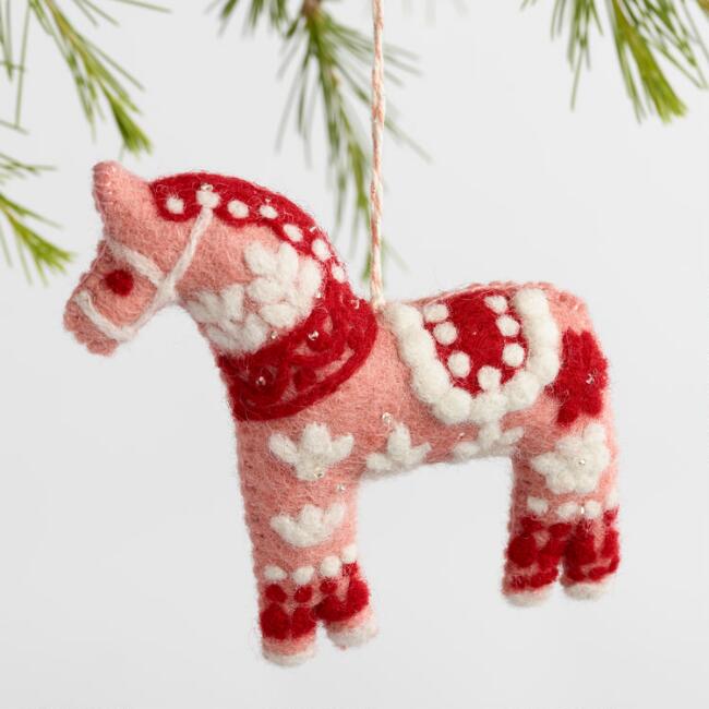 Felted wool swedish horse ornaments