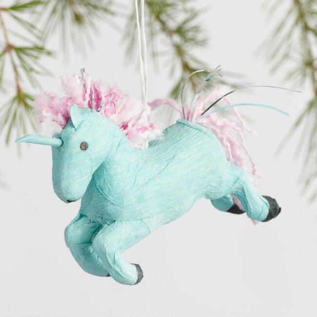 Hand cut paper unicorn ornaments