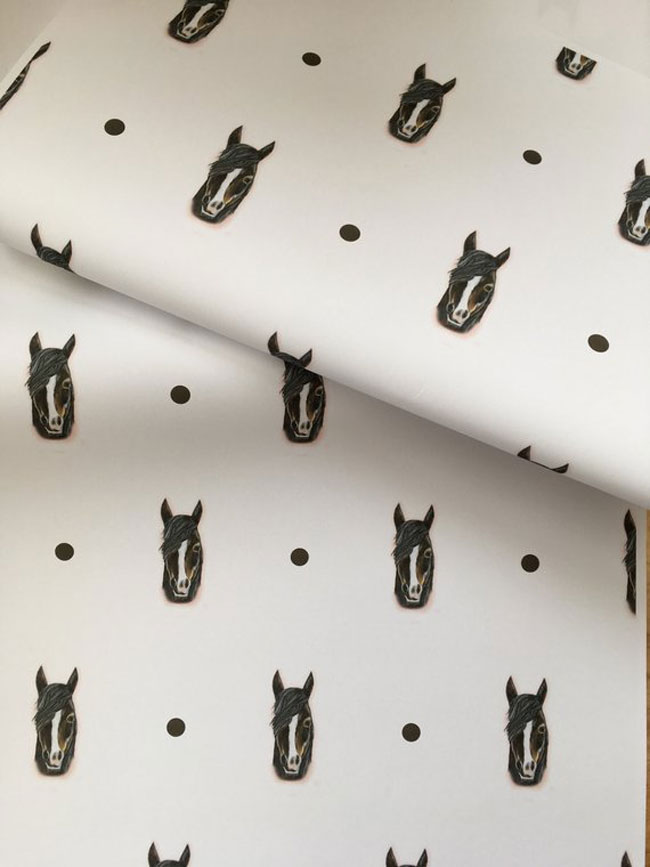 horse head and polka dot wrapping paper