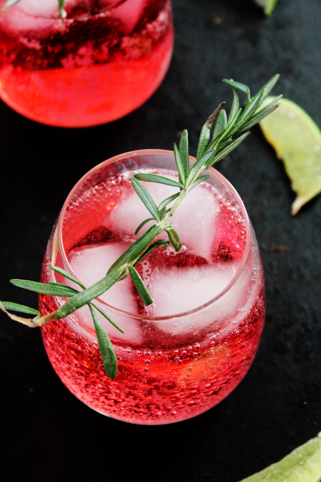 Sparkling cranberry lime cocktail