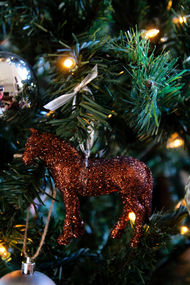 bronze glittery horse ornament