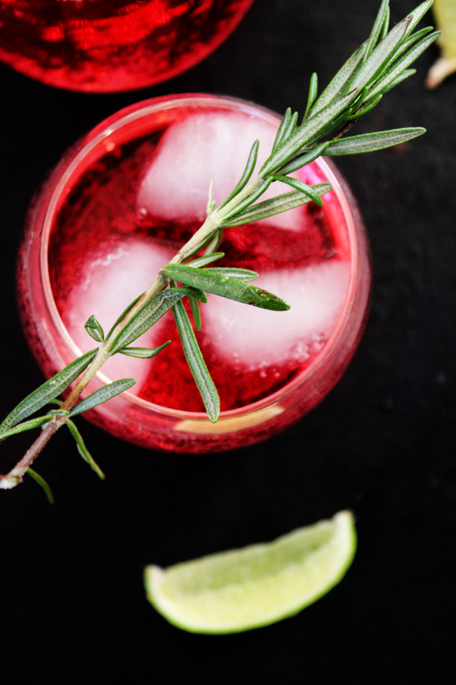 cranberry lime sparkling cocktail