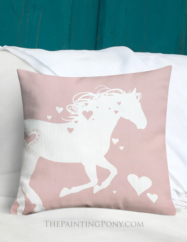 Heart Horse Valentine's Day Throw Pillow