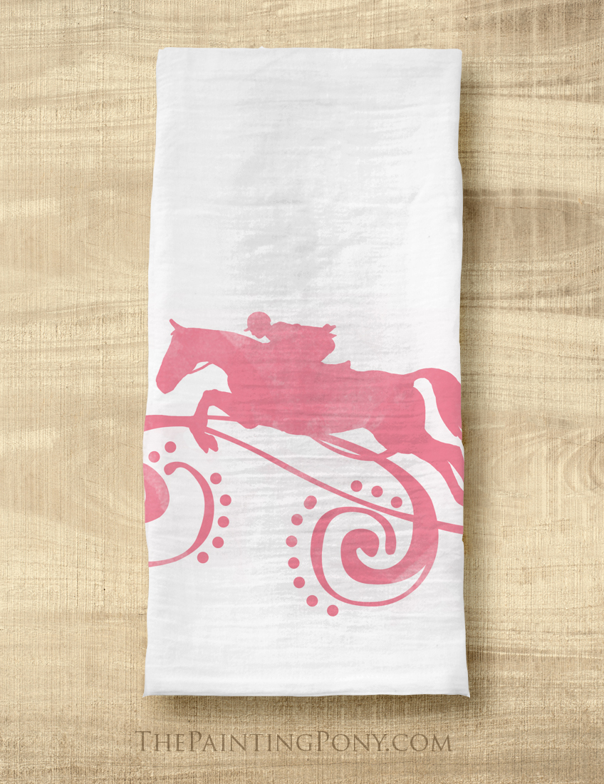 Jumping horse flour sack cloth tea towel