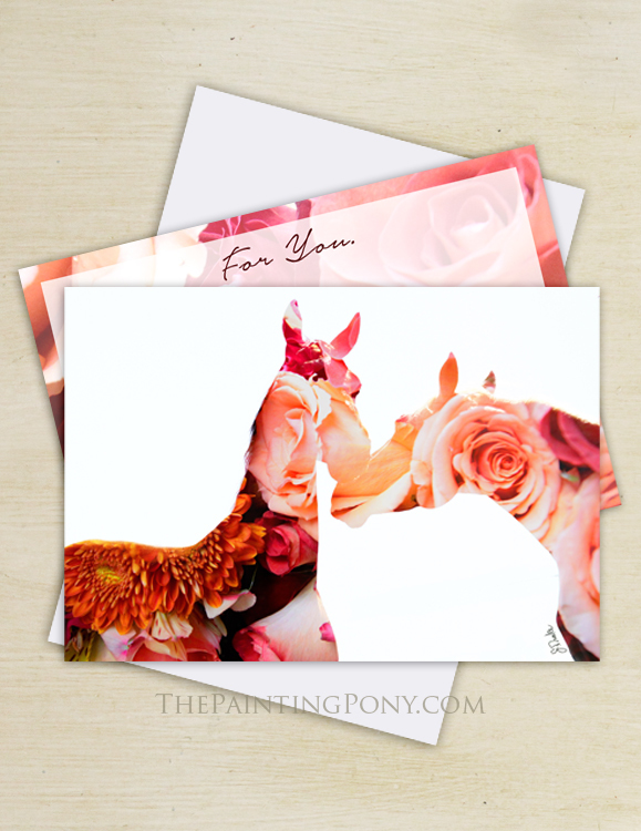 Rose horses Valentine's Day flat cards