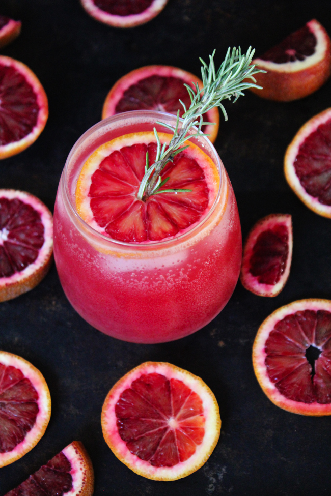 Sparkling blood orange winter cocktail