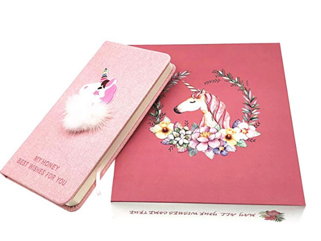 unicorn notebook and gift box