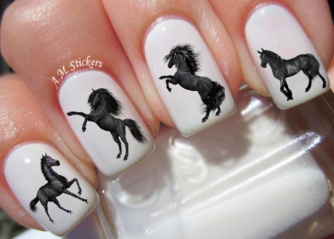 40 black horse nail decals