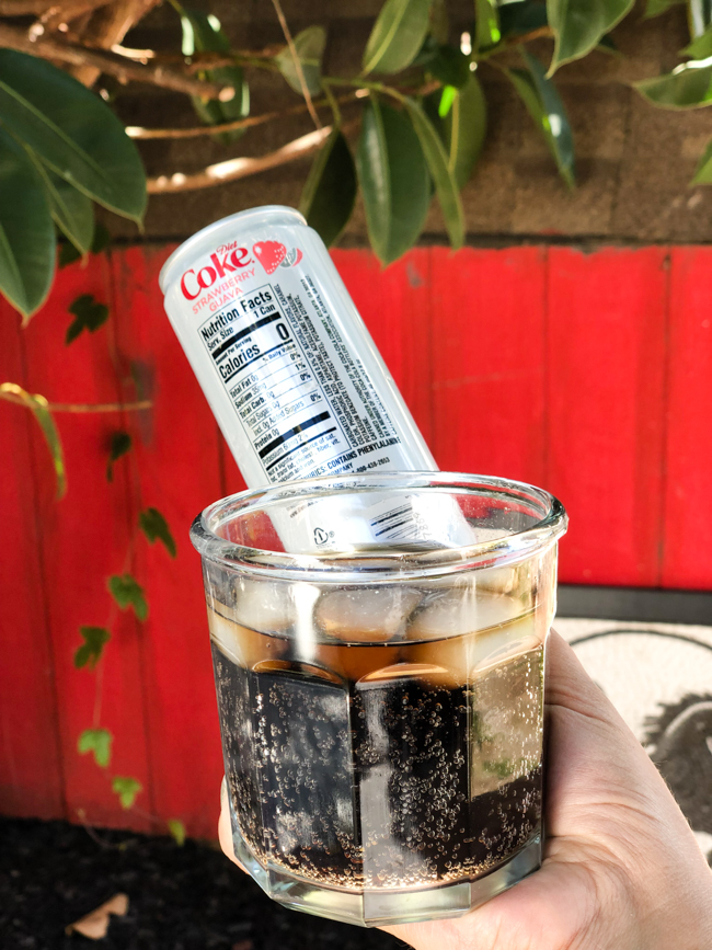 Enjoying an ice cold Diet Coke