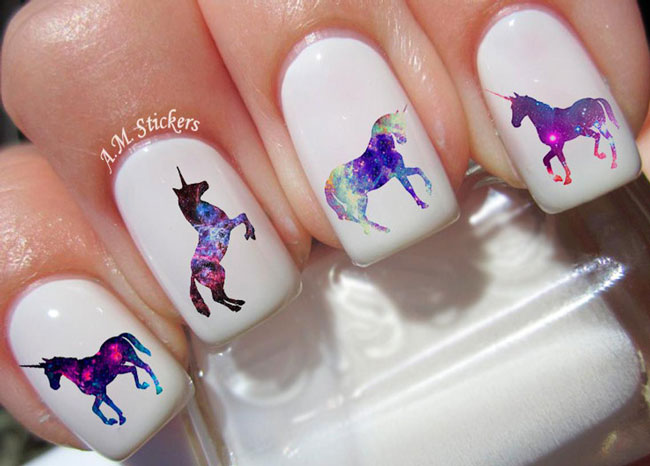 galaxy unicorn nail decals