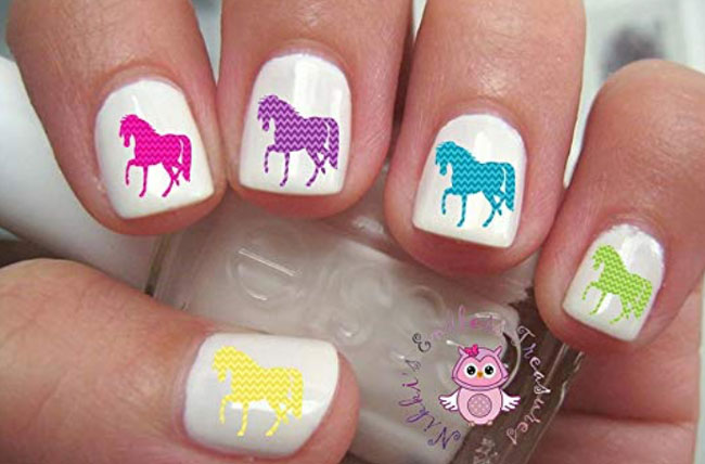 colorful horse nail sticker decals