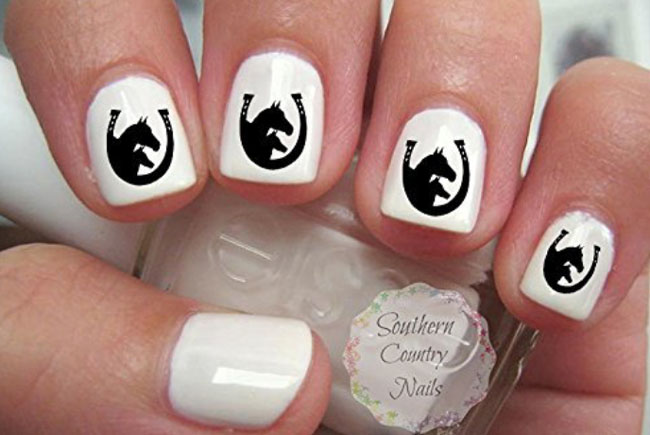 horse head and horseshoe nail decals