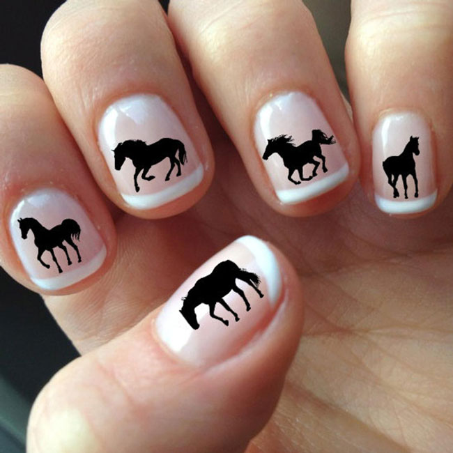 horse silhouette nail decals