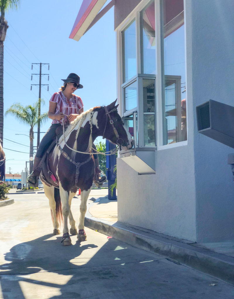 Ordering ice cream on horseback