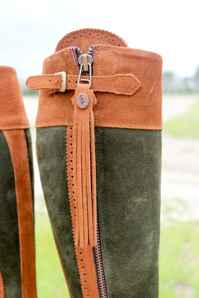 Spanish Riding Boots - Camel and Green