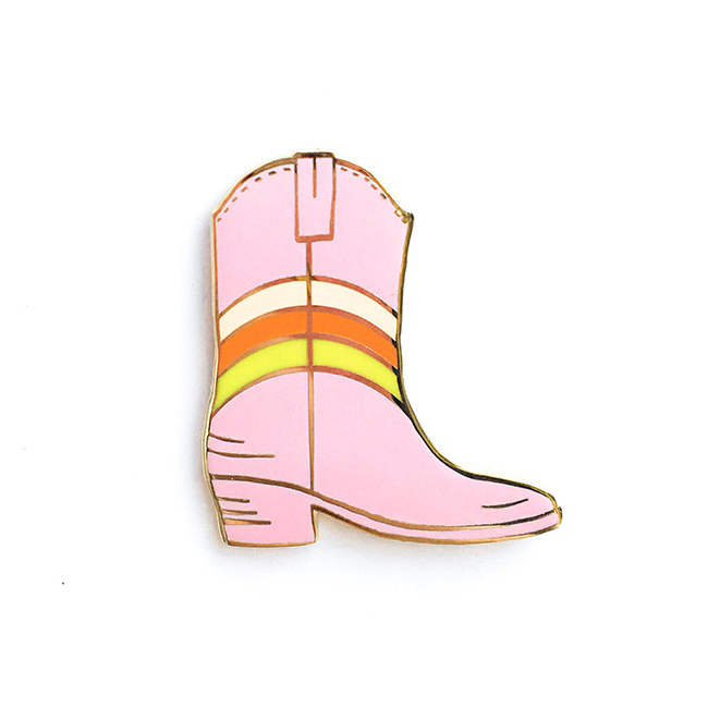 Pink enamel cowboy boot pin