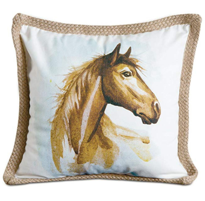 horse head pillow with jute trim