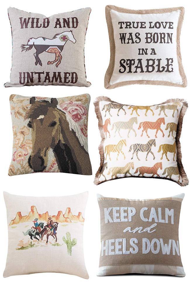 horse throw pillows for the western home