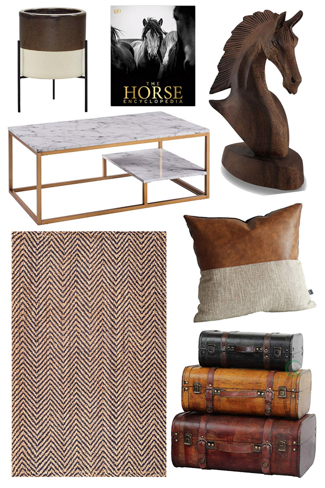Bold Modern Equestrian Living Room Decor Horses Heels