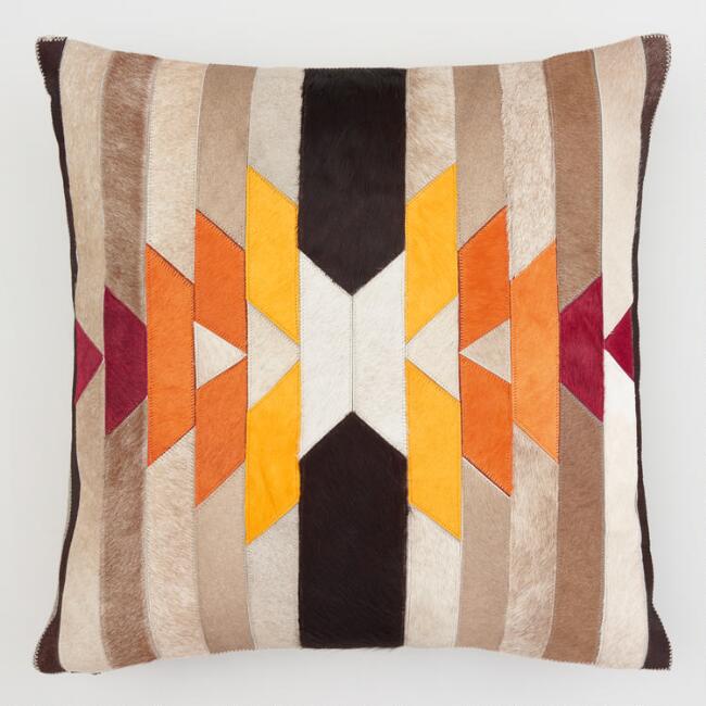 Southwest cowhide throw pillow
