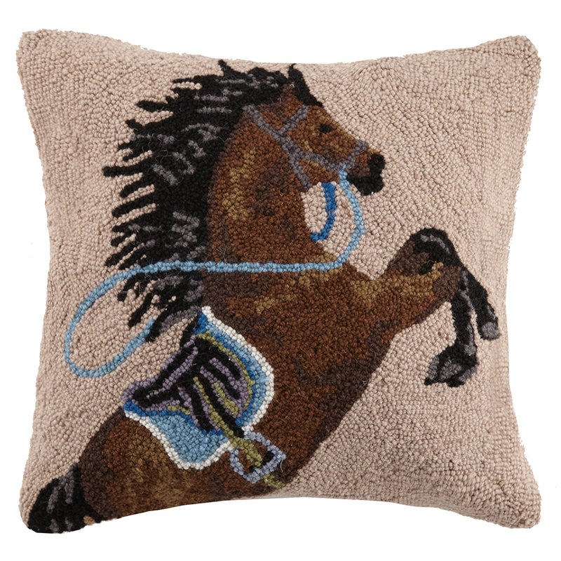 Charging horse wool throw pillow