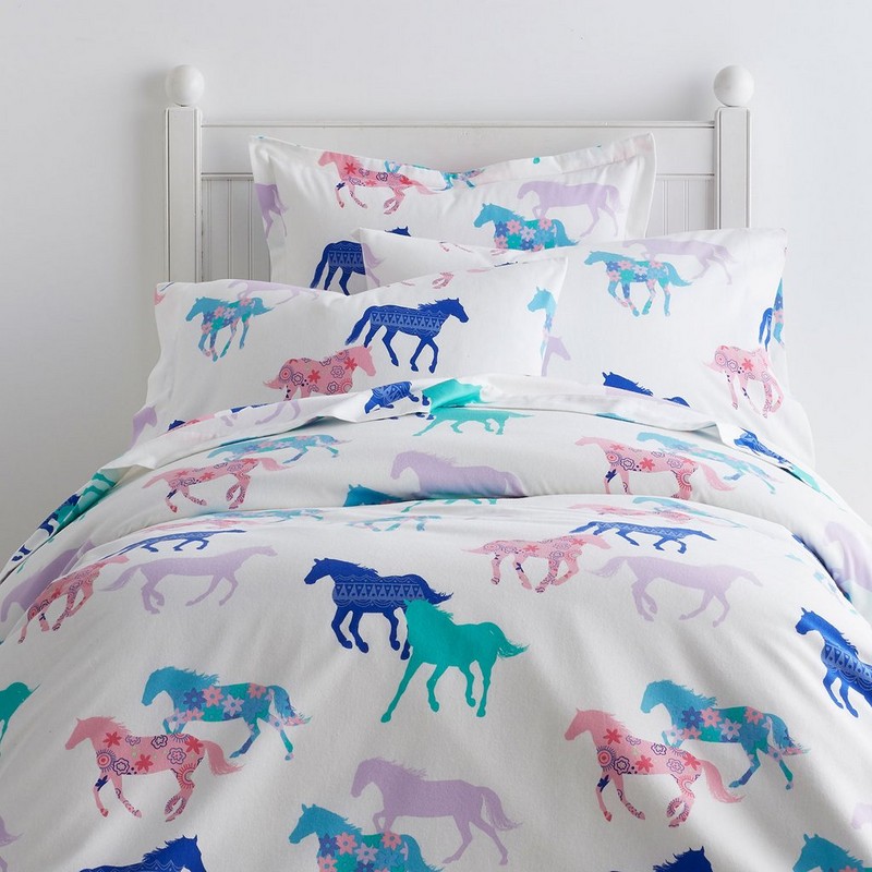 Circo Pretty Horses Ponies Pillowcase Pink Blue Print 