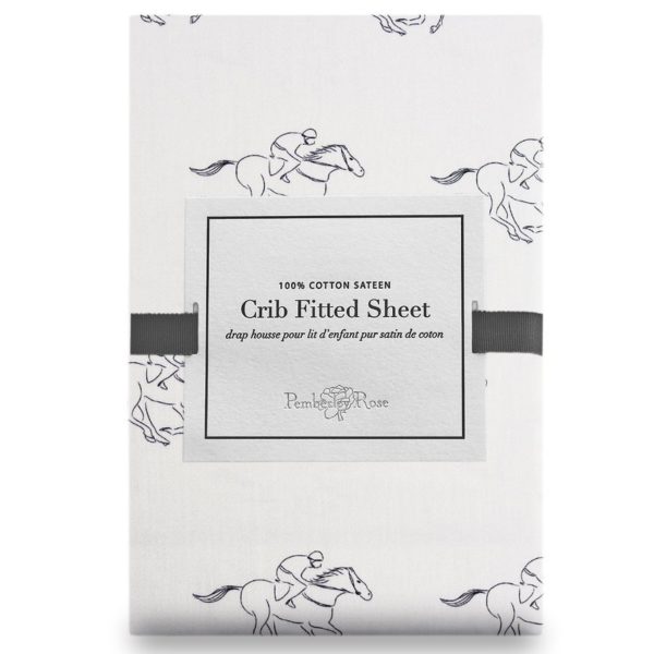Race horse fitted crib sheet