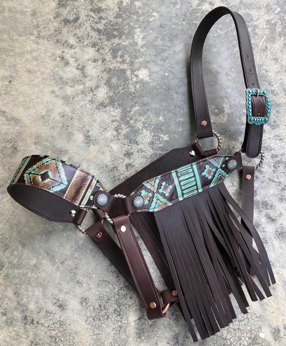 Navajo leather and fringe halter