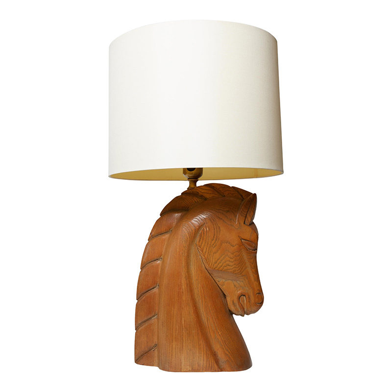 1940s mid-century modern wooden horse head lamp