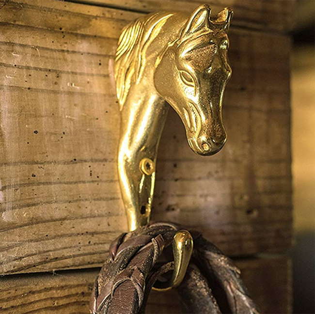 Brass horse head hook