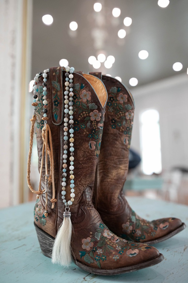 Cowboy boots with ida lou necklace