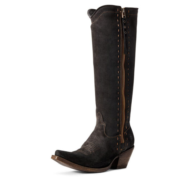 Giselle black suede western boot