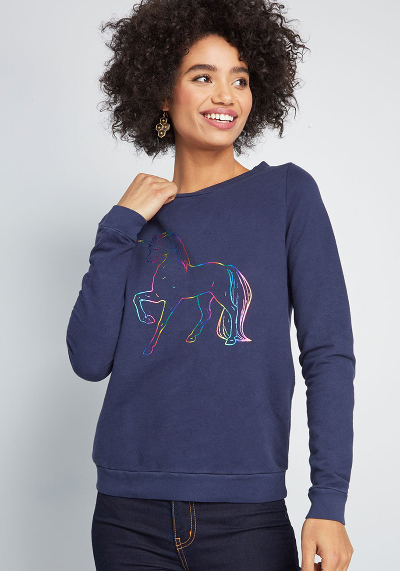 Rainbow graphic unicorn sweatshirt