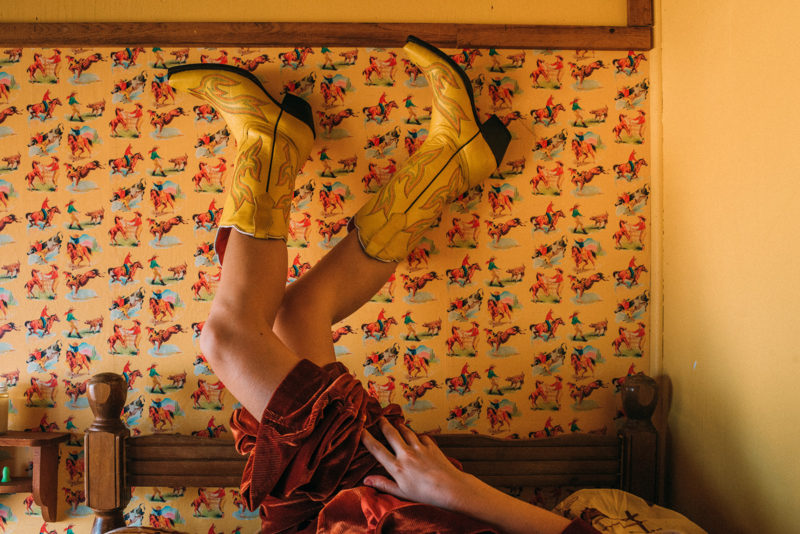 Yellow Planet cowboy boots