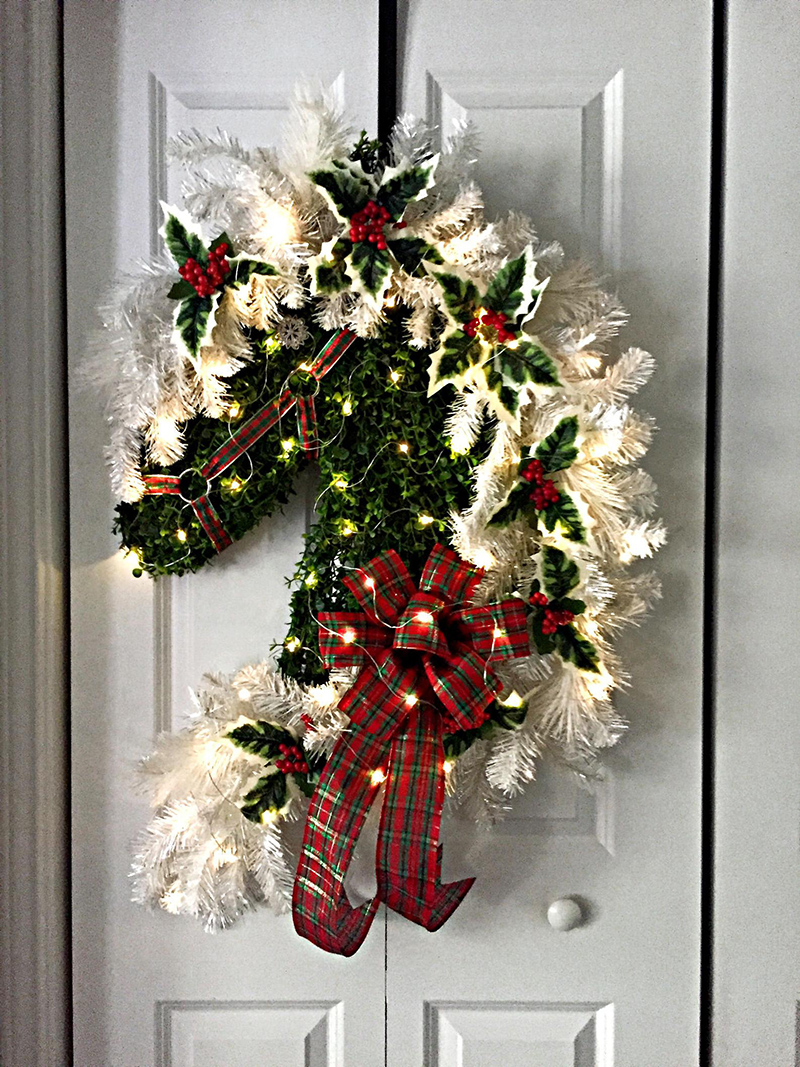 Christmas horse head wreath